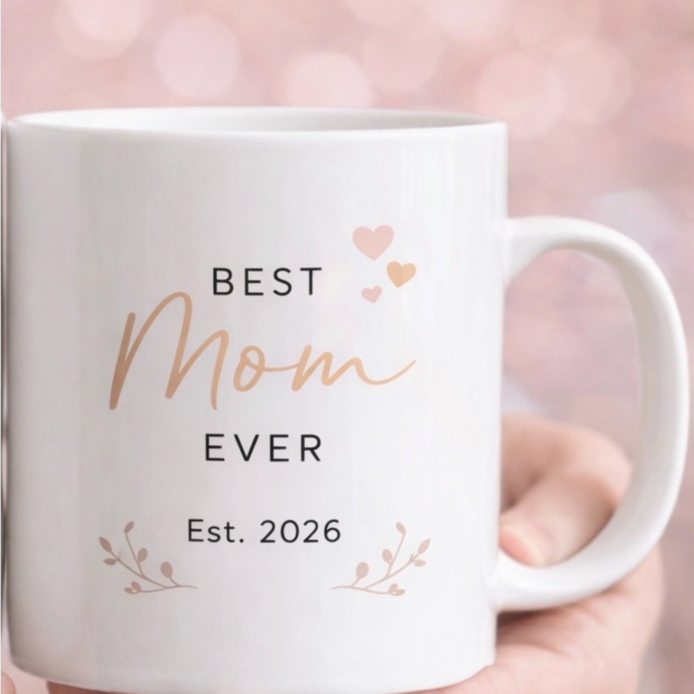 Best Mom Ever White Ceramic Mug - Rose Gold Accent